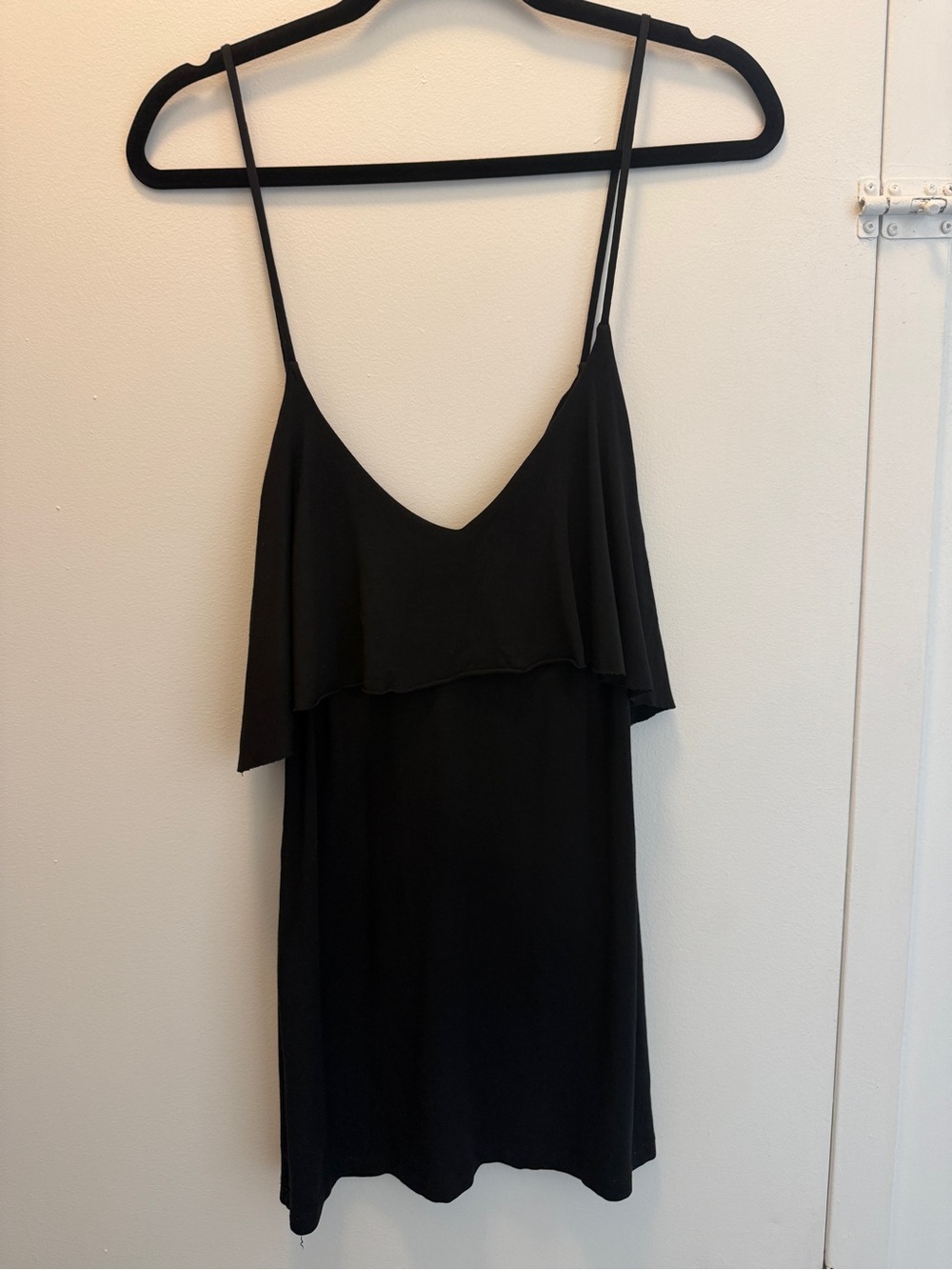 Tart Black Ruffle Spaghetti Strap Tank Top
